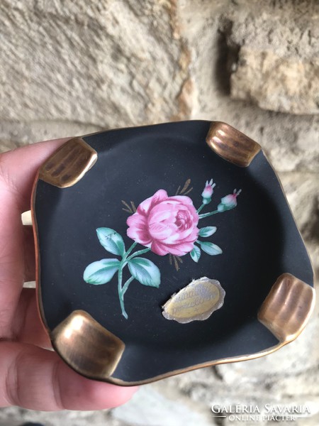 PWB Bavaria porcelán hamutál fekete arany rózsa mintával