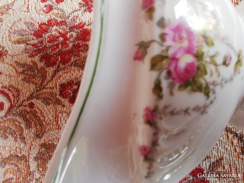 Beautiful floral, rosy porcelain sauce, nostalgia