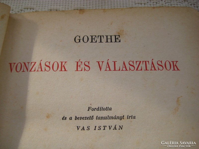 Goethe  :  Vonzások és Választások , antik  könyv