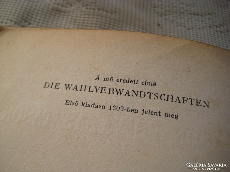 Goethe  :  Vonzások és Választások  antik  könyv