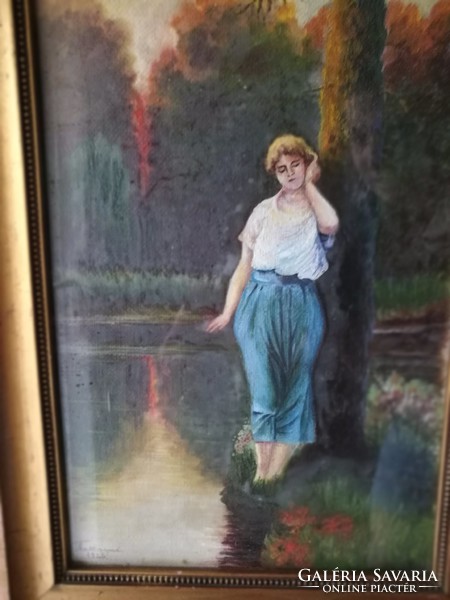 Pensive woman antique picture 1926