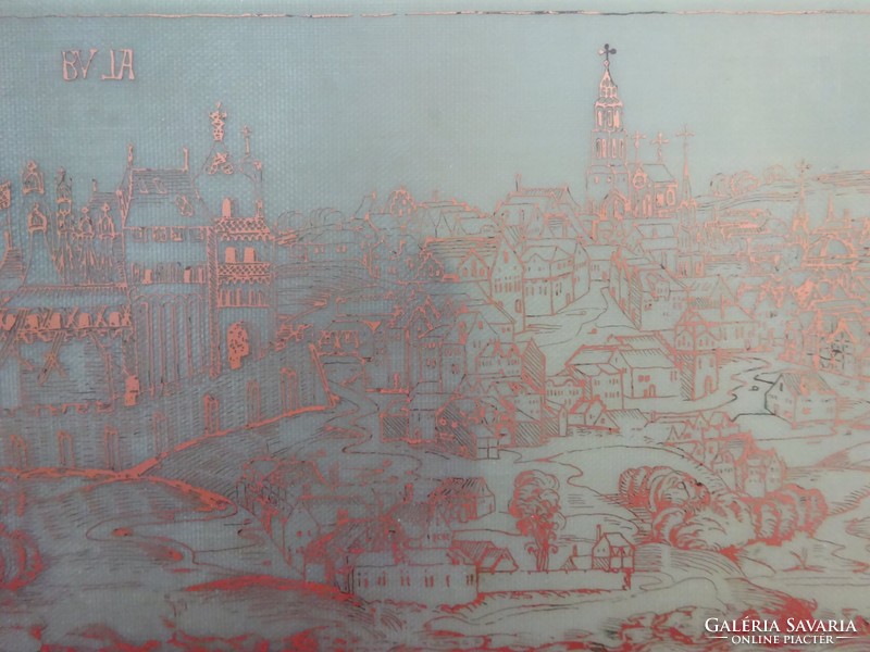 Buda Castle, copper scratch image, size 30 x 14 cm. He has!