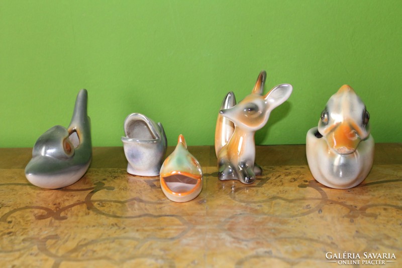 Retro applied art ceramic figurines, 5 pcs.