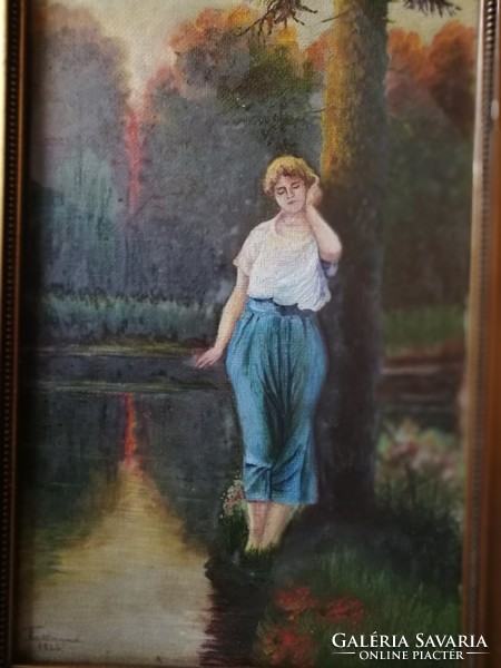 Pensive woman antique picture 1926
