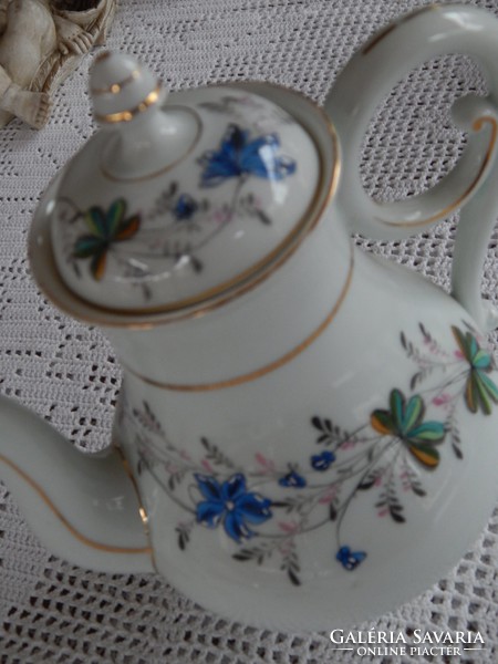 Antik részben kézzel festett porcelán teás készlet