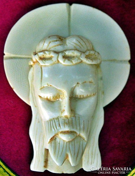 35. Antique, ivory Jesus Christ (9.5Cm), cross, corpus, crucifix, framed!