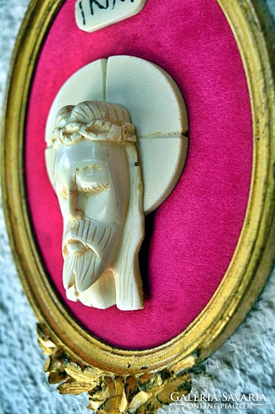 35. Antique, ivory Jesus Christ (9.5Cm), cross, corpus, crucifix, framed!