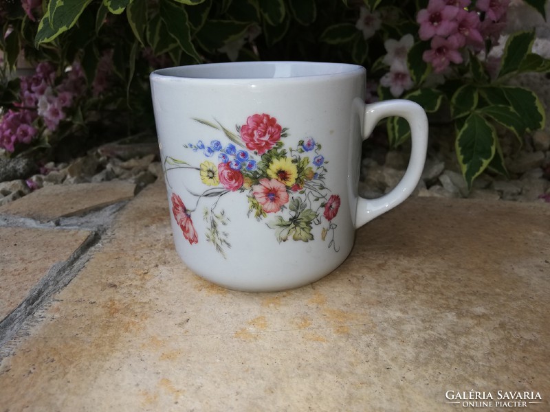 Beautiful zsolnay porcelain flower mug, nostalgia piece, peasant decoration, collectible beauty