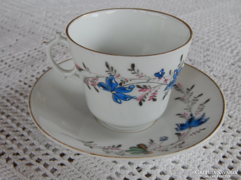 Antik részben kézzel festett porcelán teás készlet