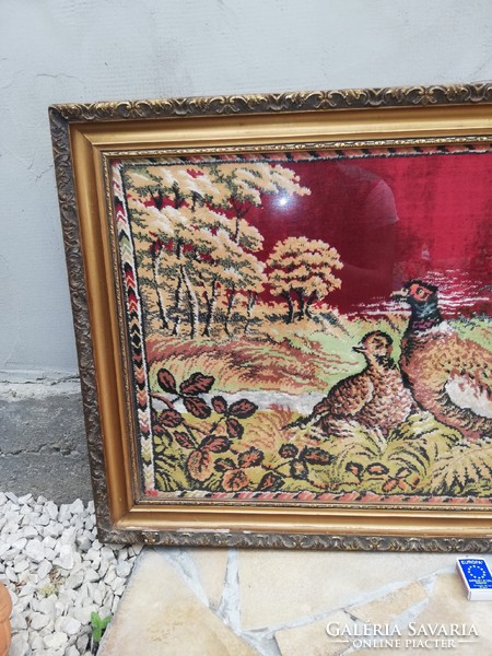 Beautiful pheasant mokett nature image, collectible beauty, nostalgia piece, double glass