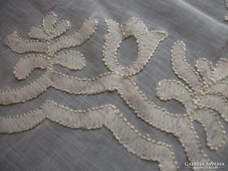 Tablecloth with antique batik appliqué and silk thread 83x79 cm