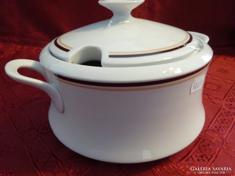 Lowland porcelain soup bowl with brown stripes. Its diameter is 18 cm. He has! Jókai.