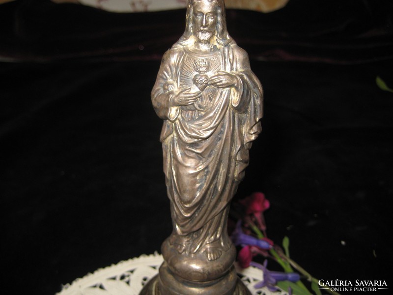 Ezüstözött  , Jézus  szobor  , kissé kopott  , 16 cm