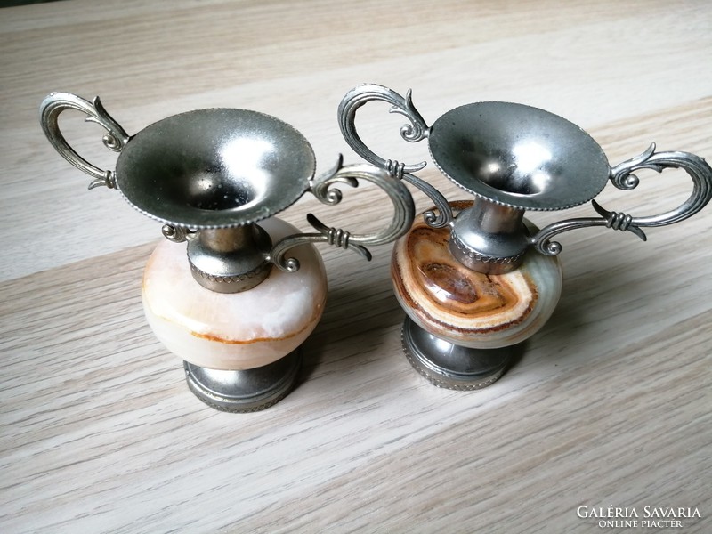 2 Agate candle holders