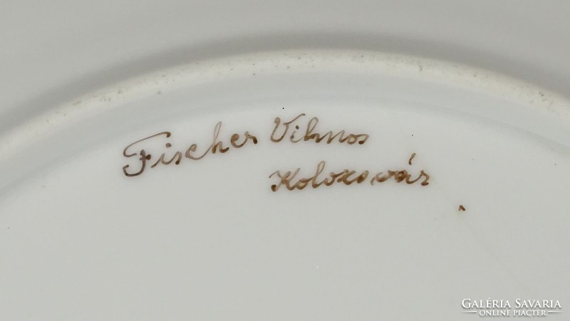 0Z229 Fischer Vilmos porcelán tányér pár 24.5 cm