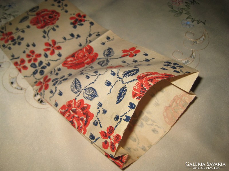 Old patterned glued paper bag, packaging material, never used