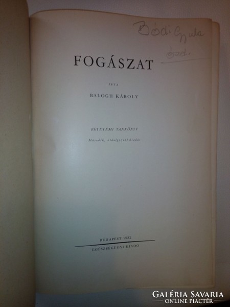 Balogh Károly: Fogászat (1952)