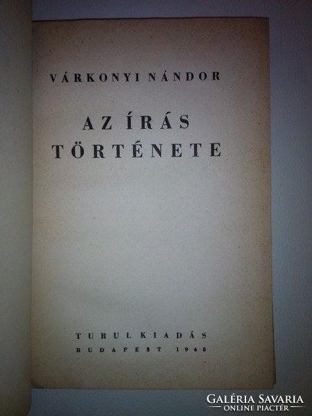 Várkonyi Nándor: Az írás története (1943)