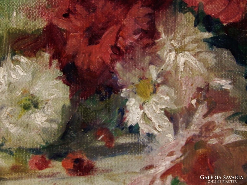 Zsolnay László Matyasovszky: bouquet of flowers. Oil painting
