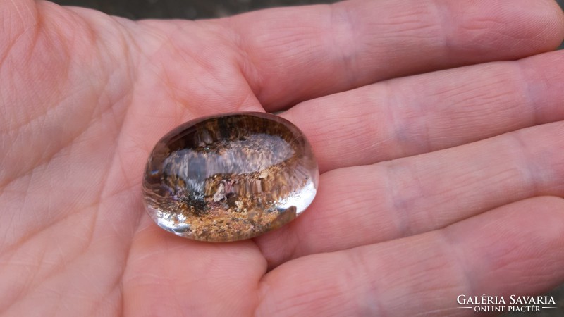 Real, 100% product. Special brown-white moss quartz gemstone 98.59 ct. (Near translucent)