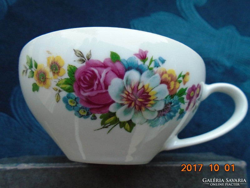 Royal Dutch manufactory tea cup with rose flower bouquet 5 pcs