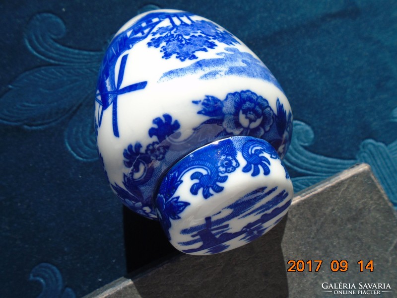 Kobaltkék  mintás porcelán fedeles teafű tartó