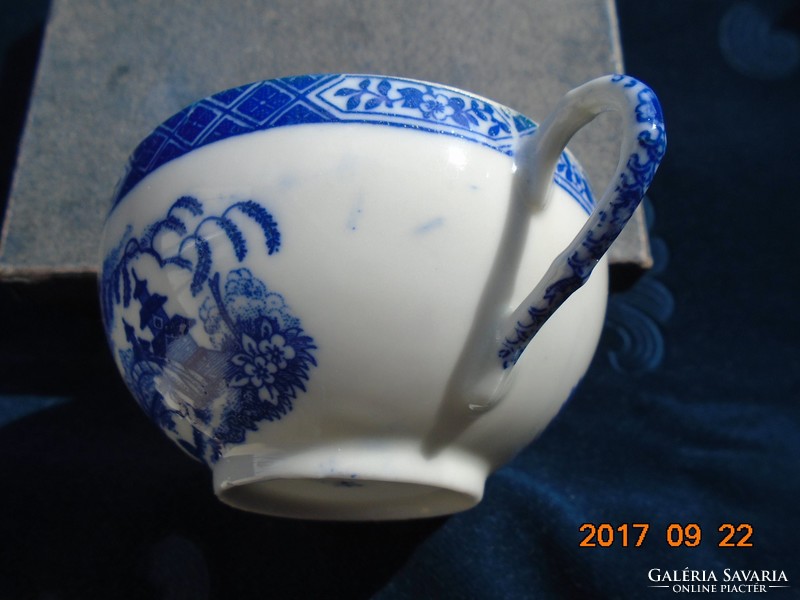 Eggshell porcelain cobalt blue Japanese garden with pagoda pattern tea breakfast set