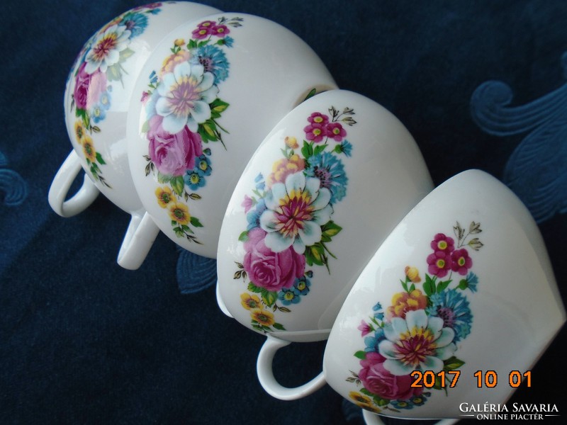 Holland Királyi Manufaktúra rózsás virágcsokros  teás csésze 5 db