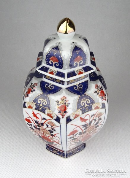 1A606 Régi virágdíszes japán porcelán urnaváza