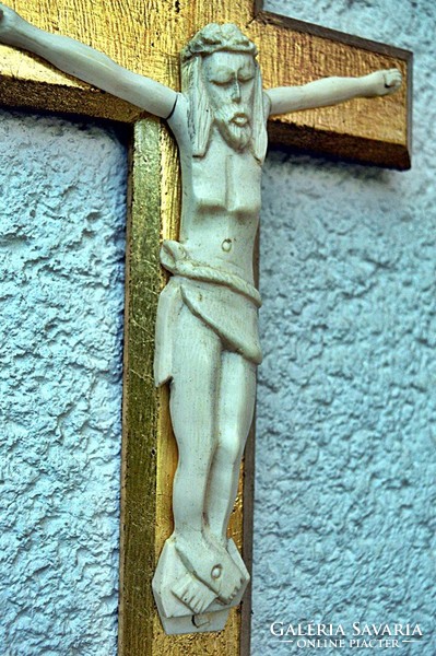 37. Antique, ivory Jesus Christ (19.5Cm), 36cm imposing, gilded crucifix, cross, corpus