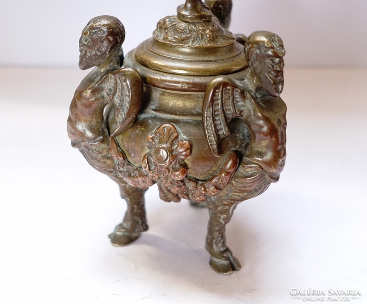 Antique bronze incense holder decorated with faunas!