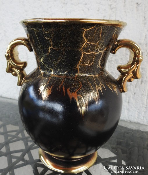 Gold-painted numbered - probably Austrian - two-handled vase