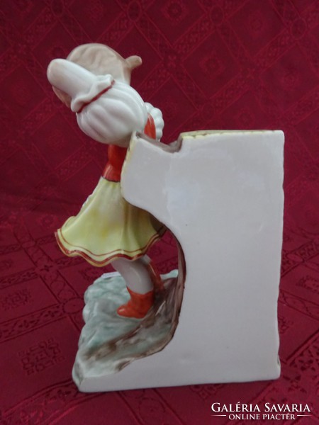 Herend porcelain figurative statue, little girl at the trunk, height 19 cm. He has!