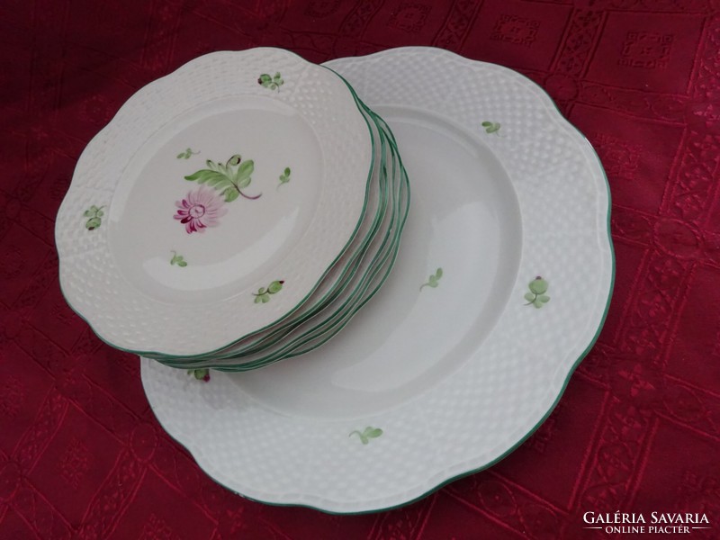 Herend porcelain cake set, a bowl and five small plates. He has!