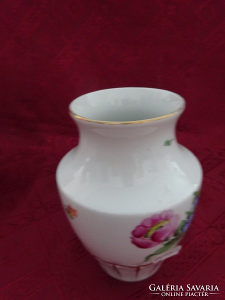 Herendi porcelán virágmintás váza, magassága 16 cm. Vanneki!