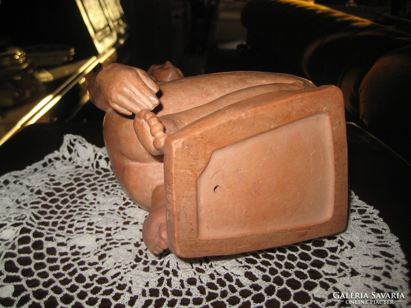 László Deák: terracotta nude, small sculpture, beautiful condition 25 cm