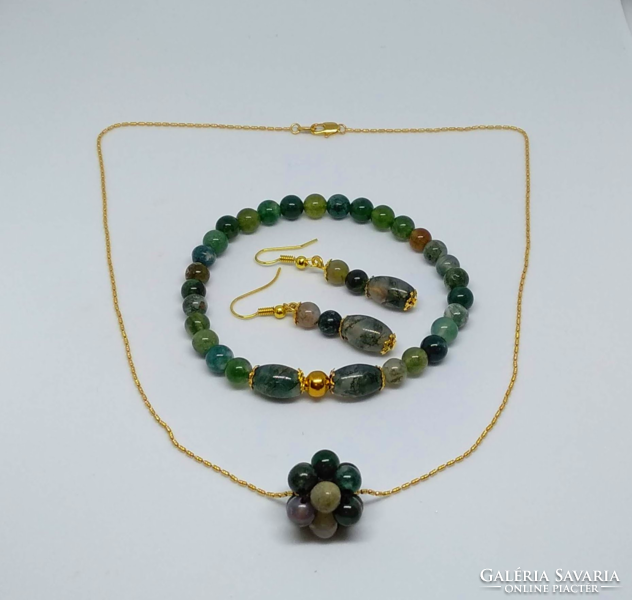 Mohaachat mineral set, bracelet-earring-necklace