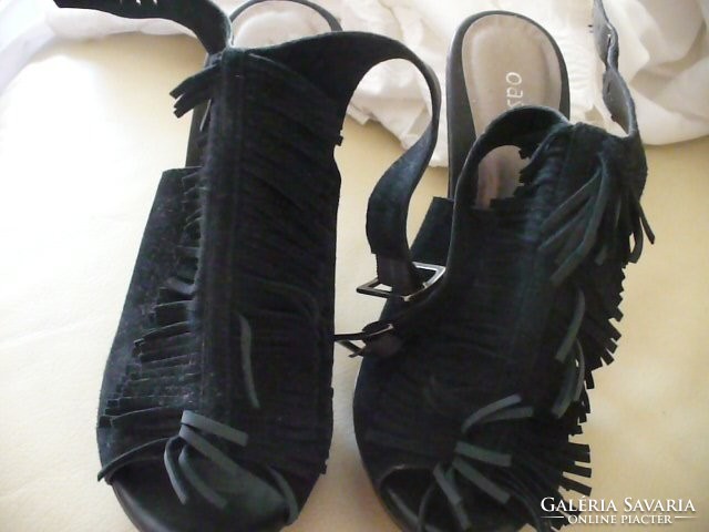 Women's black split leather sandals from Oasis