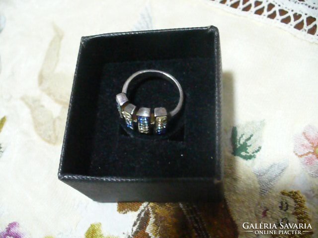 Ezüst kék köves szépséges gyűrű