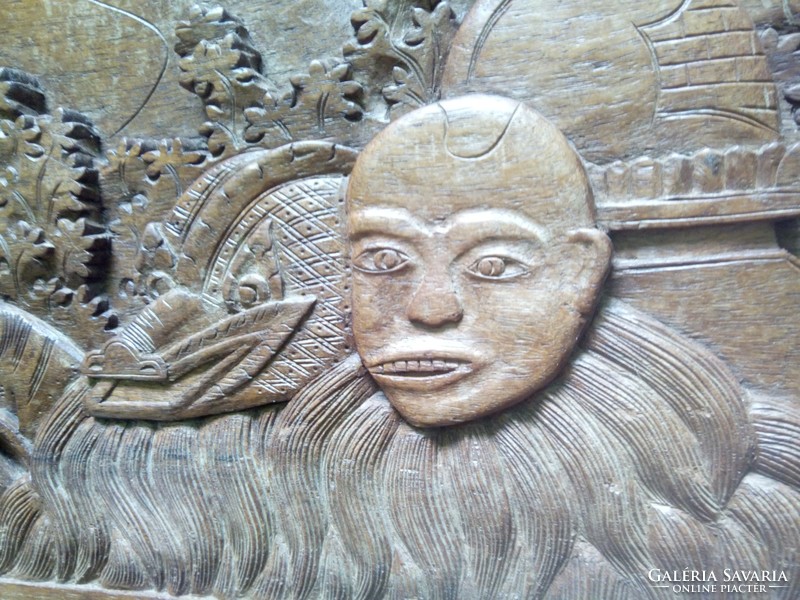 More than half a meter! Asian large size wood carved wall teak picture