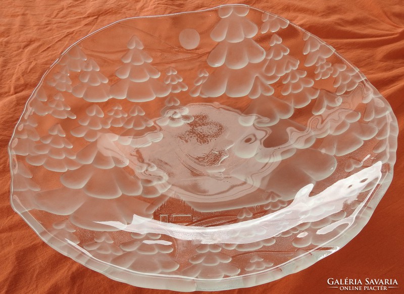 Óriási havasi fenyves mintás üveg asztalközép