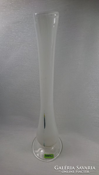 Blown thin-necked glass vase with Eberle label and scratched mp890
