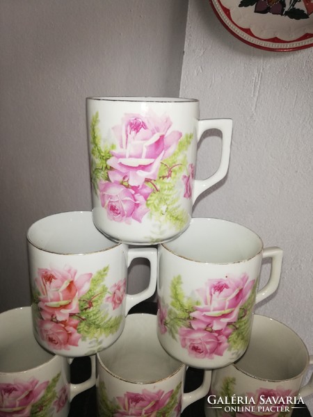 6 pcs zsolnay roses, rose mug, mugs, in good condition, collectibles, nostalgia