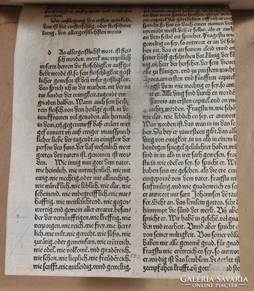 Angyali üdvözlet, gótikus fametszet, 17. századi könyvlap