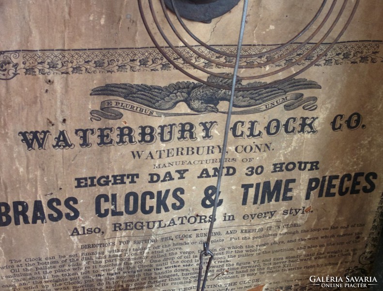 Waterbury wall clock with certificate c. 1870