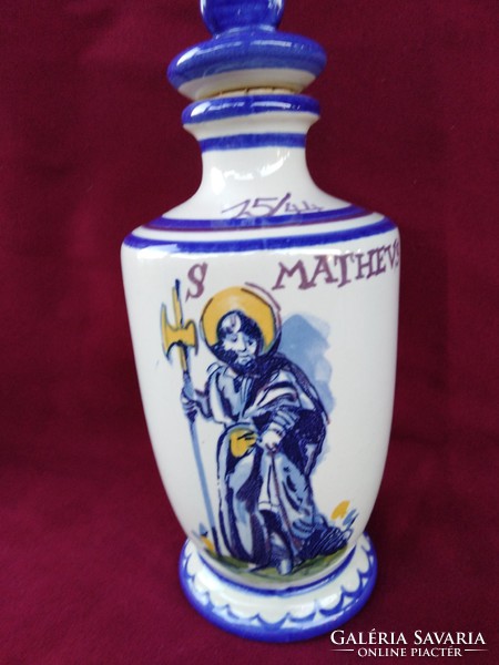 183 Különleges kézzel festett  Ulmer keramik dugós edény az apostolok neveivel 21 cm