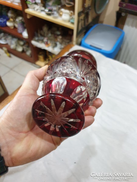 Régi ezüst peremű kristály váza 