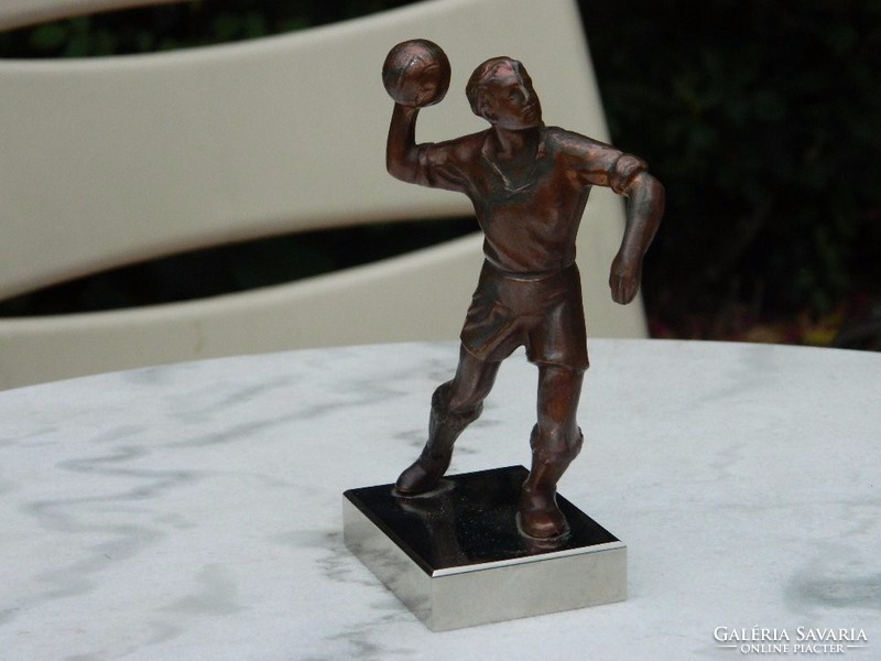 Bronzed antique pewter statue: soccer player - soccer player