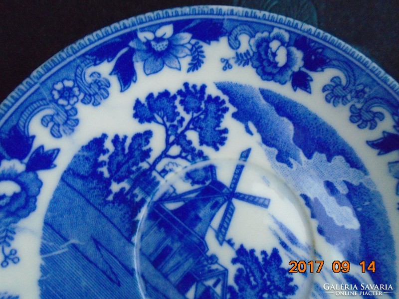 Tojáshéj japán porcelán teás csésze alátéttel kobaltkék mintával