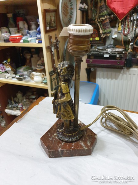 Régi felújított figurális réz asztali lámpa 